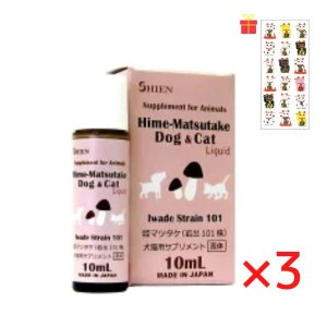 画像1: シエン (岩出101株) 犬猫用サプリメント 10ml【3個セット】【金運招き猫シール1枚付】ヒメマツタケ サプリメント 液体 アガリクス