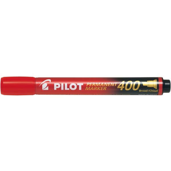 画像1: PILOT（パイロット） パーマネントマーカー400 中字平芯 レッド MPM-10B-R【10本セット】油性マーカー (1)